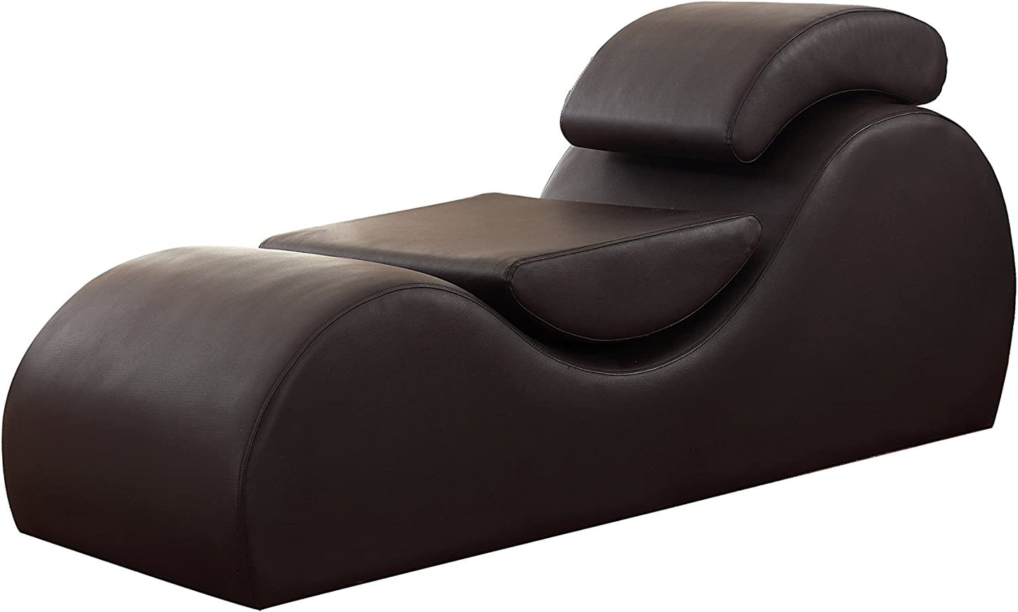 Deluxe Faux Leather Couch Exotic Loveseat Curved Chaise Lounge Yoga Stretch Chair Chocolate Brown